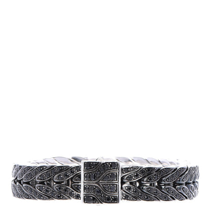 John Hardy Mens Sterling Silver Black Sapphire Raja Bracelet M 1 of 6