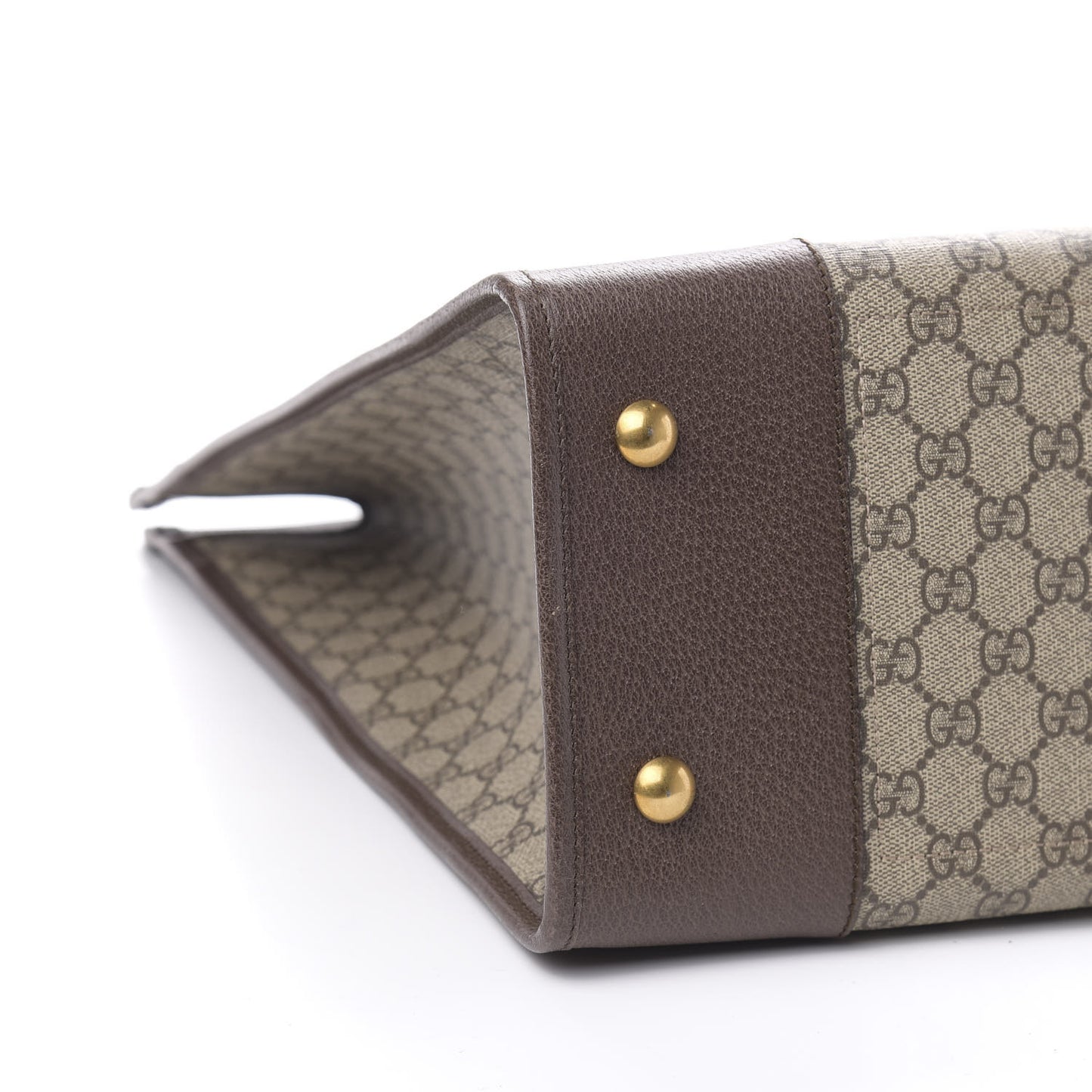 GG Supreme Monogram Textured Calfskin Web Medium Ophidia Slip Handle Tote Beige Ebony New Acero
