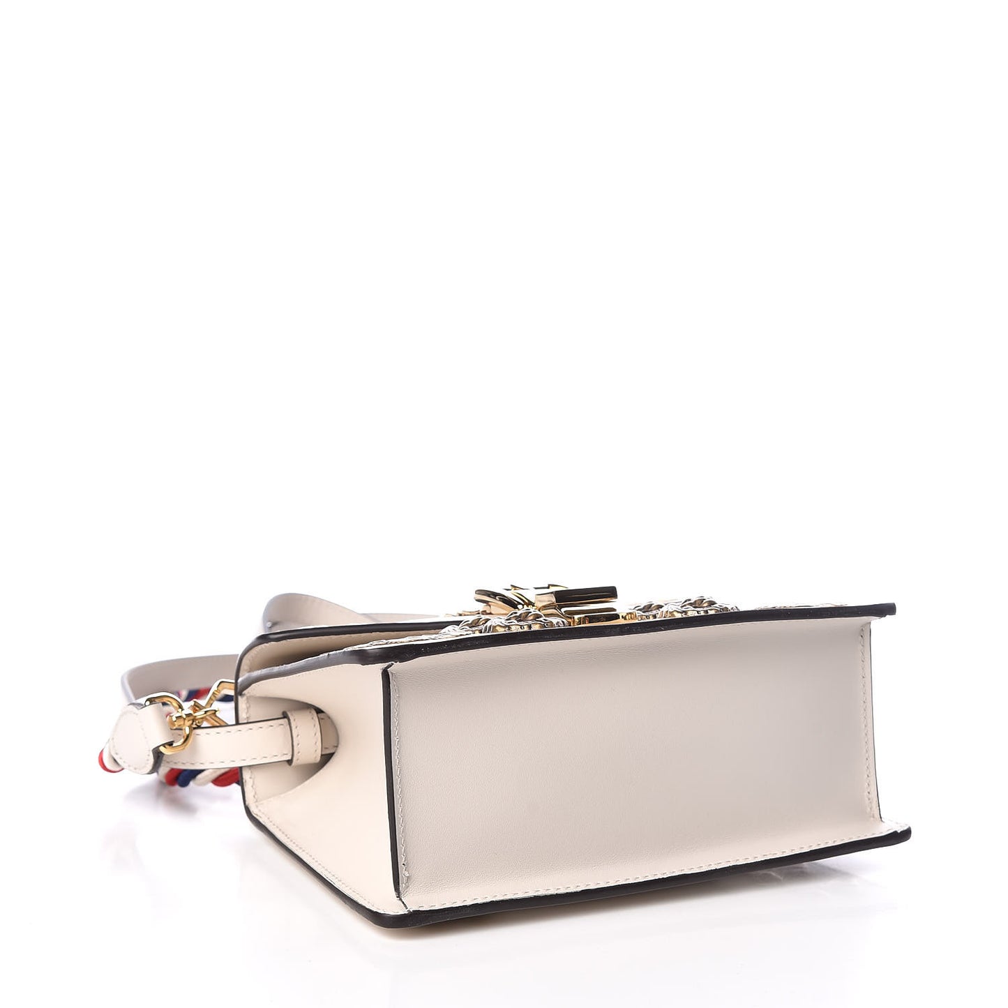 Calfskin Animal Studs Mini Sylvie Top Handle Bag White