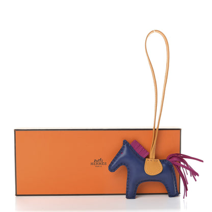 Hermes Milo Lambskin Grigri Rodeo Horse Bag Charm PM Bleu Saphir Rose Pourpre Bouton D'Or 5 of 5