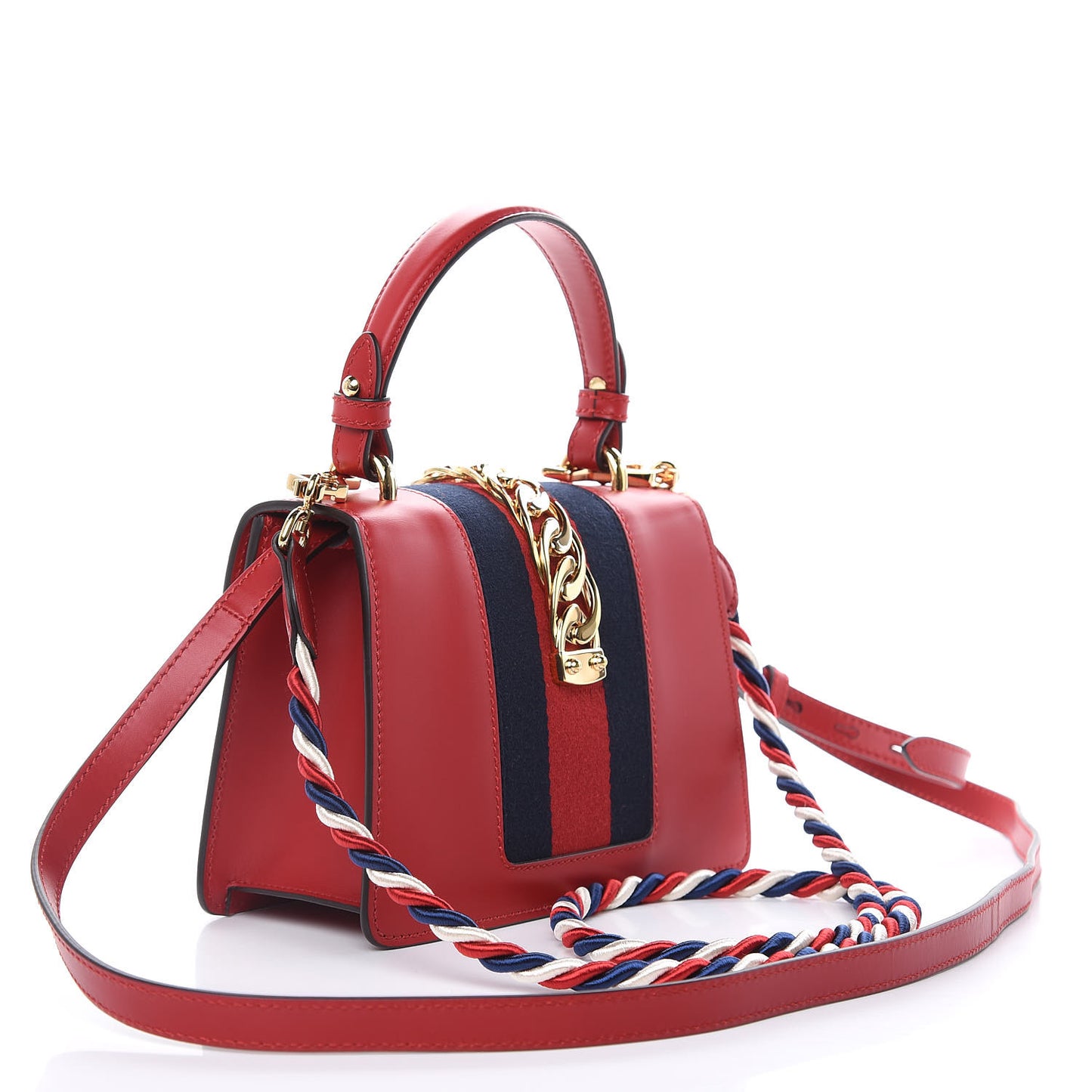 Calfskin Mini Sylvie Top Handle Bag Hibiscus Red