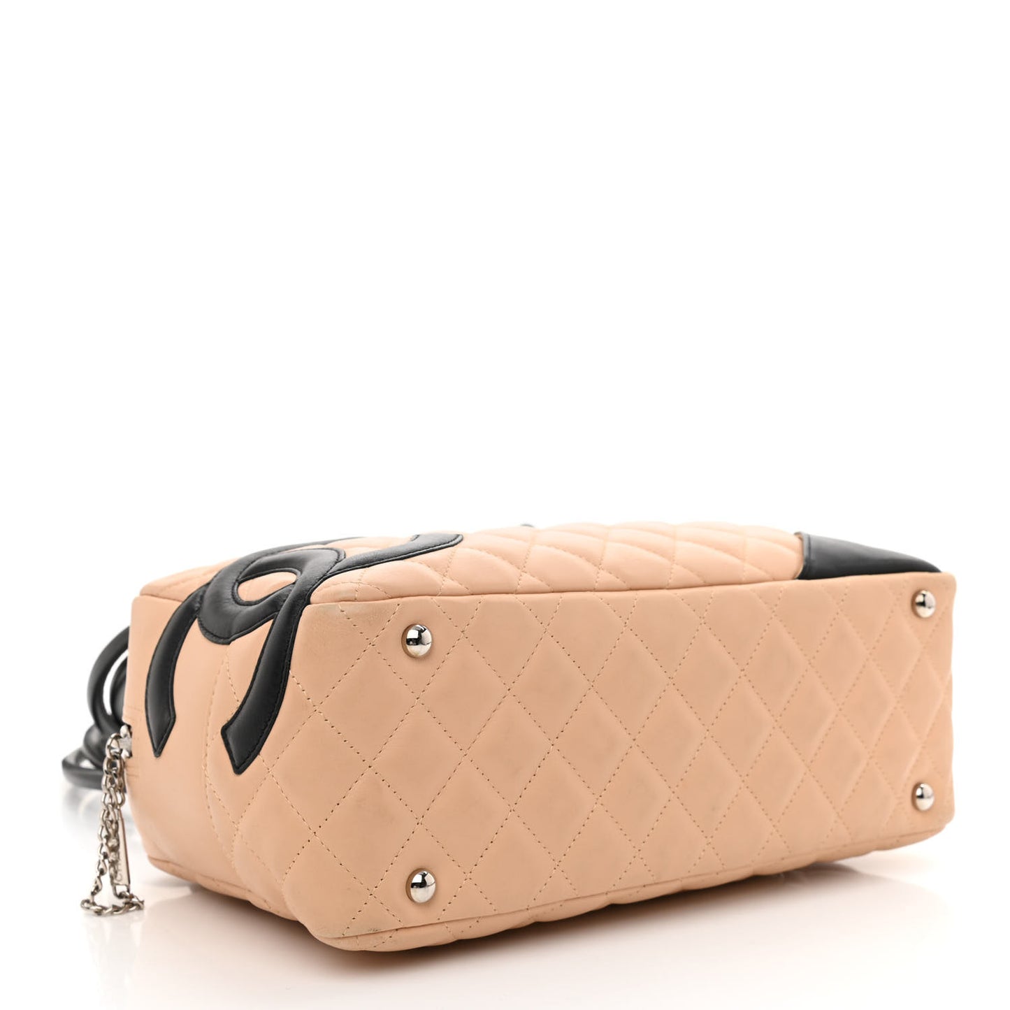 Calfskin Quilted Large Cambon Bowler Beige Black