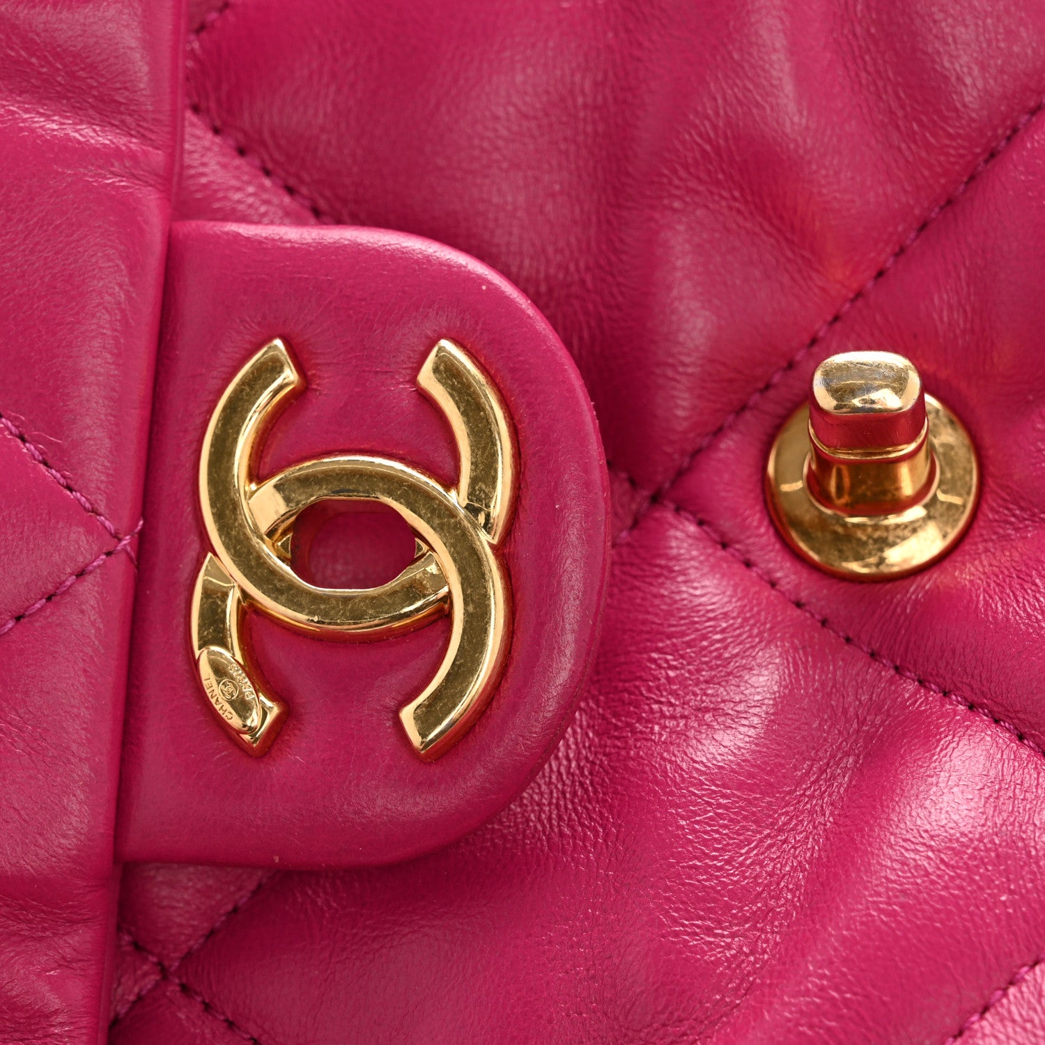 Chanel Lambskin Quilted Small Chain Top Handle Flap Fuchsia 12 of 13