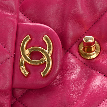 Chanel Lambskin Quilted Small Chain Top Handle Flap Fuchsia 12 of 13