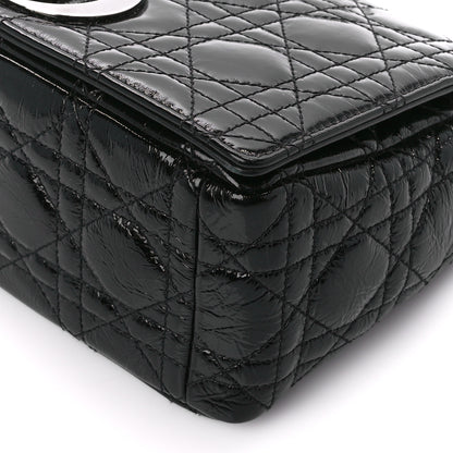 Christian Dior Crinkled Patent Lambskin Cannage Medium Caro Bag Black 10 of 10
