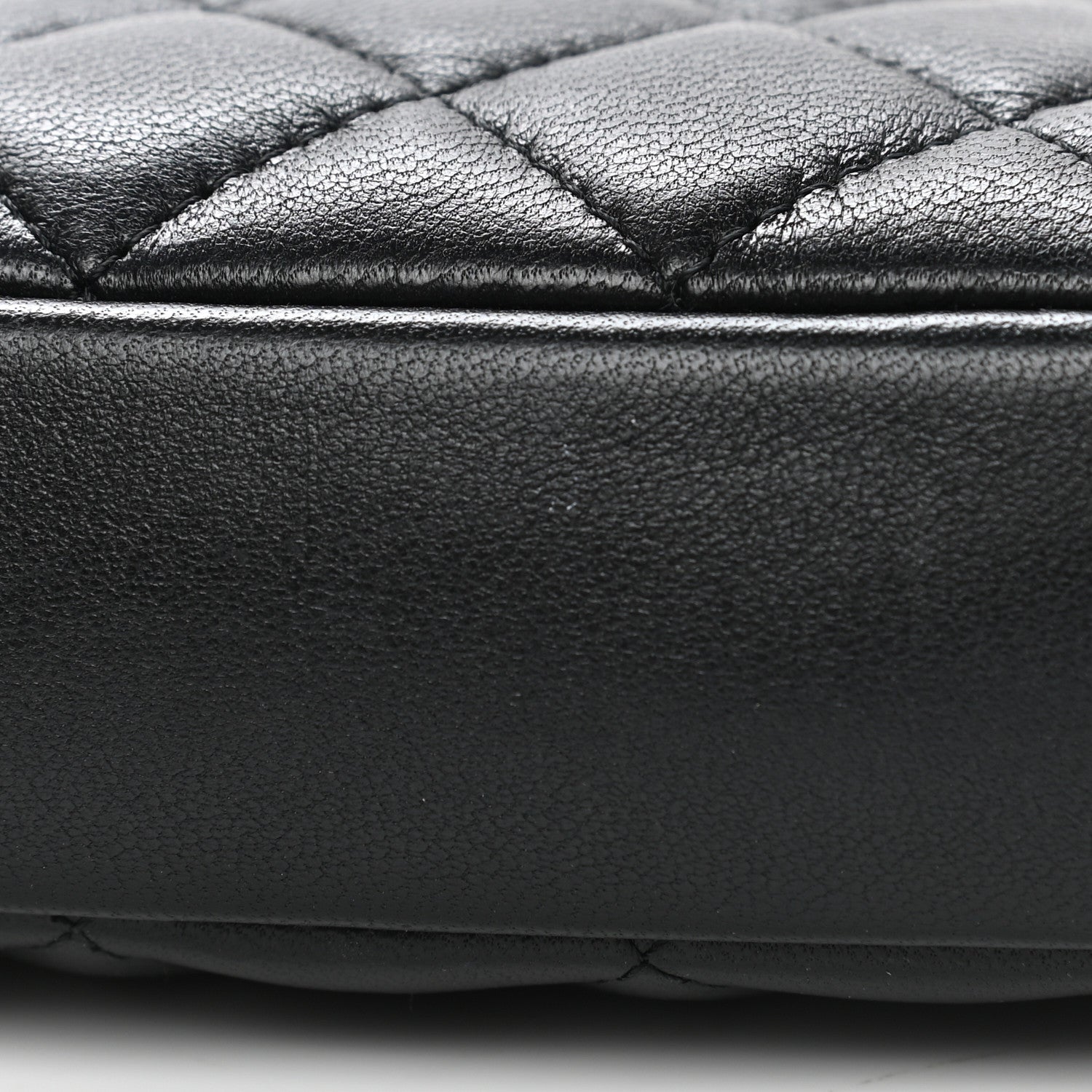Chanel Lambskin Quilted Small Curvy Pouch Cosmetic Case Black 8 of 9