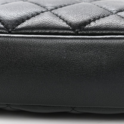 Chanel Lambskin Quilted Small Curvy Pouch Cosmetic Case Black 8 of 9