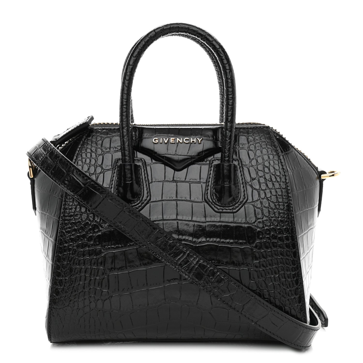 Givenchy Calfskin Crocodile Embossed Mini Antigona Black 1 of 11