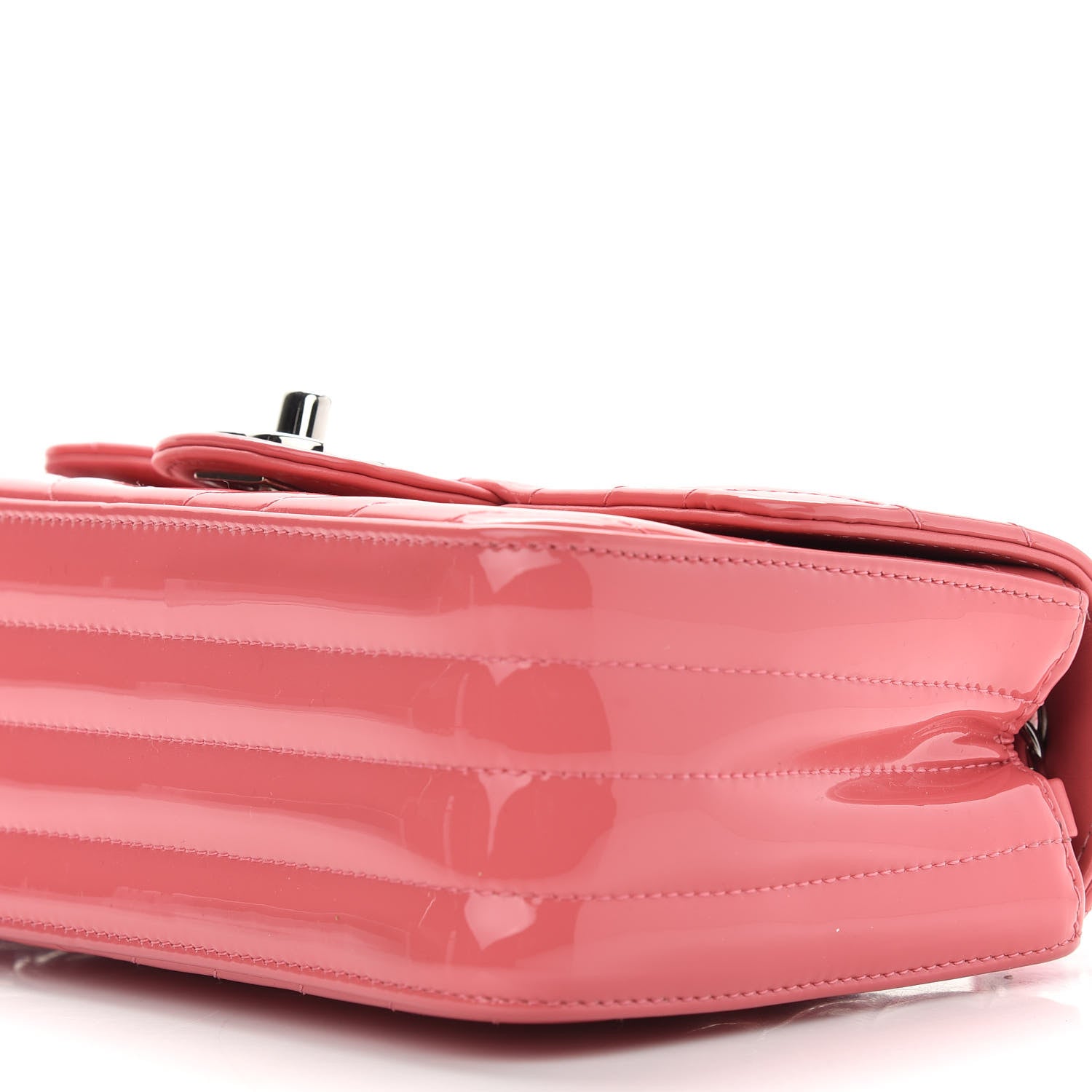 Chanel Patent Calfskin Chevron Quilted Mini Rectangular Flap Pink 9 of 9