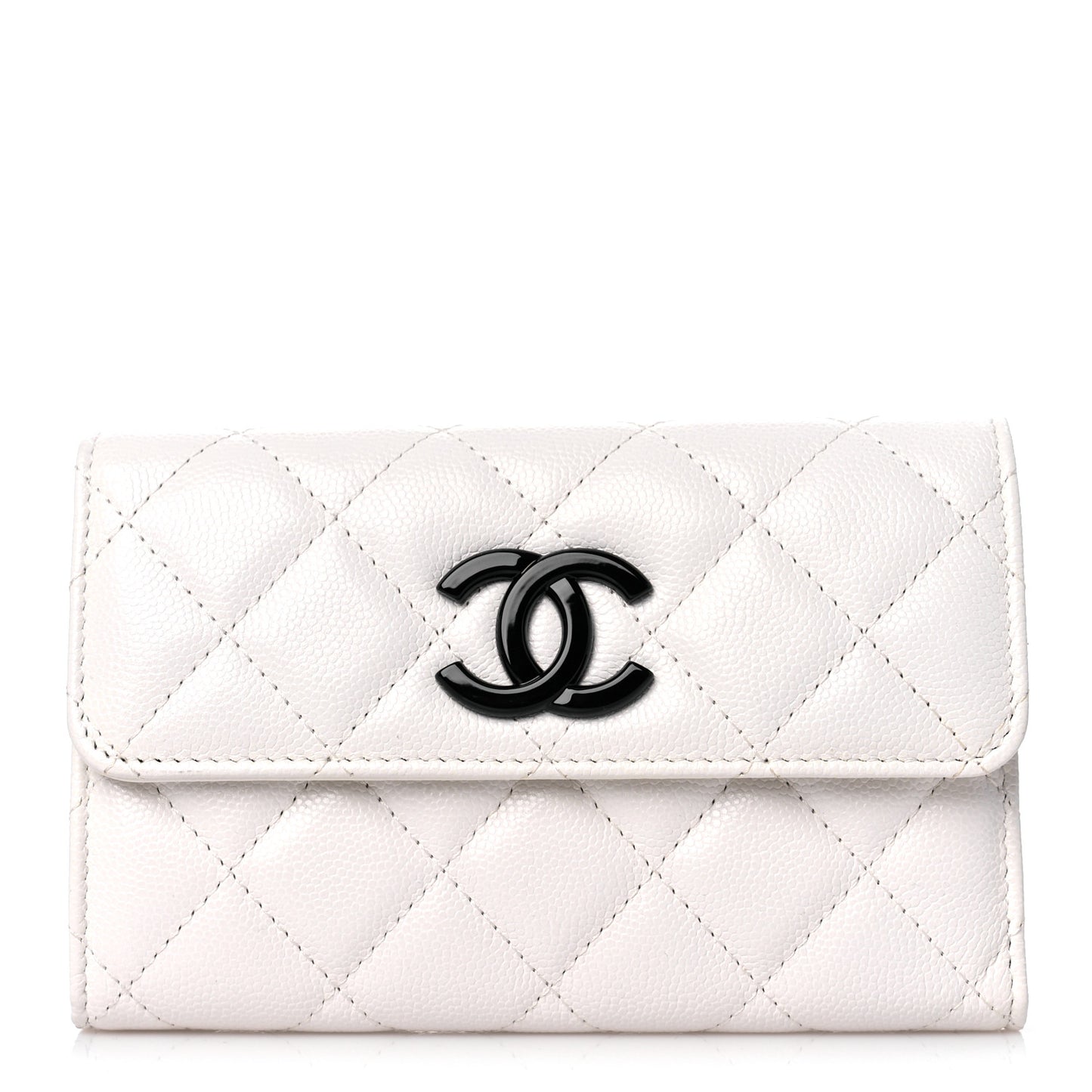 Caviar Quilted My Everything Flap Wallet White