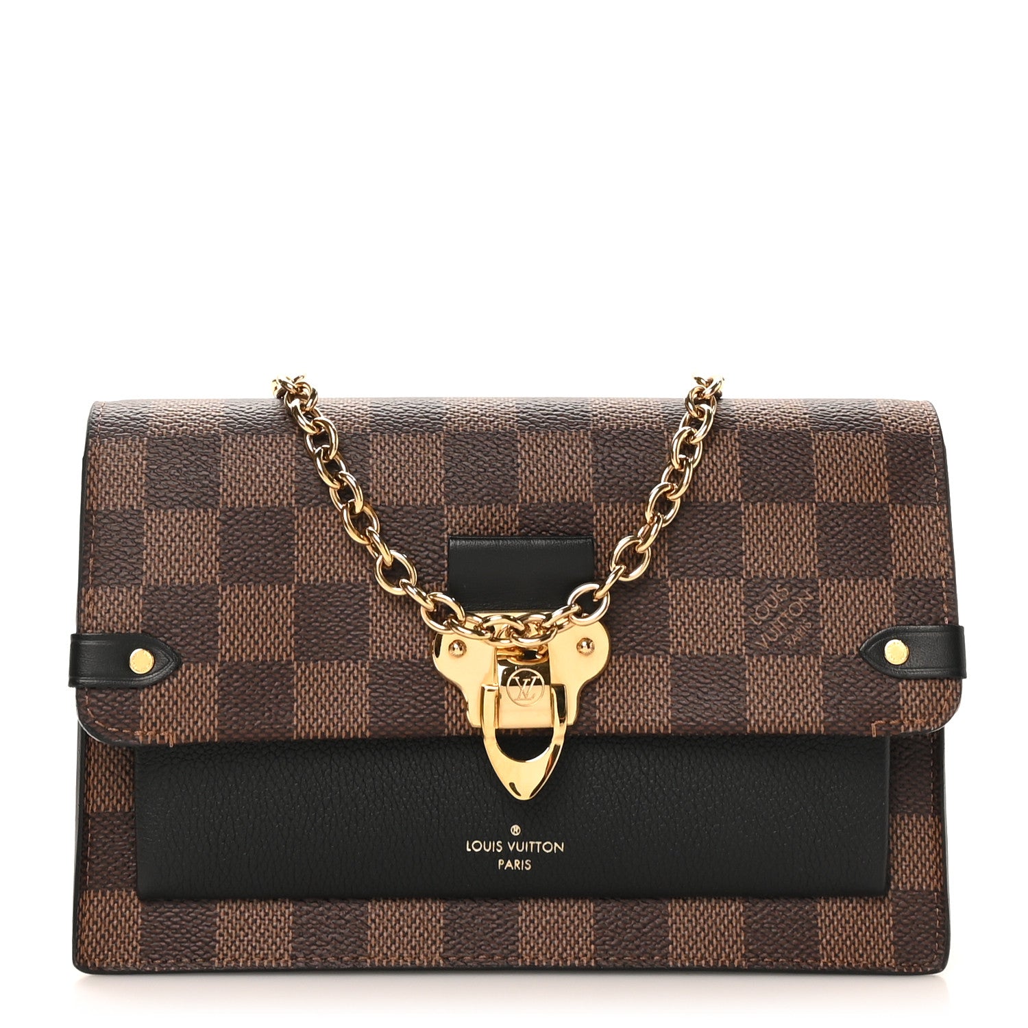 Louis Vuitton Damier Ebene Vavin Chain Wallet Black 1 of 9