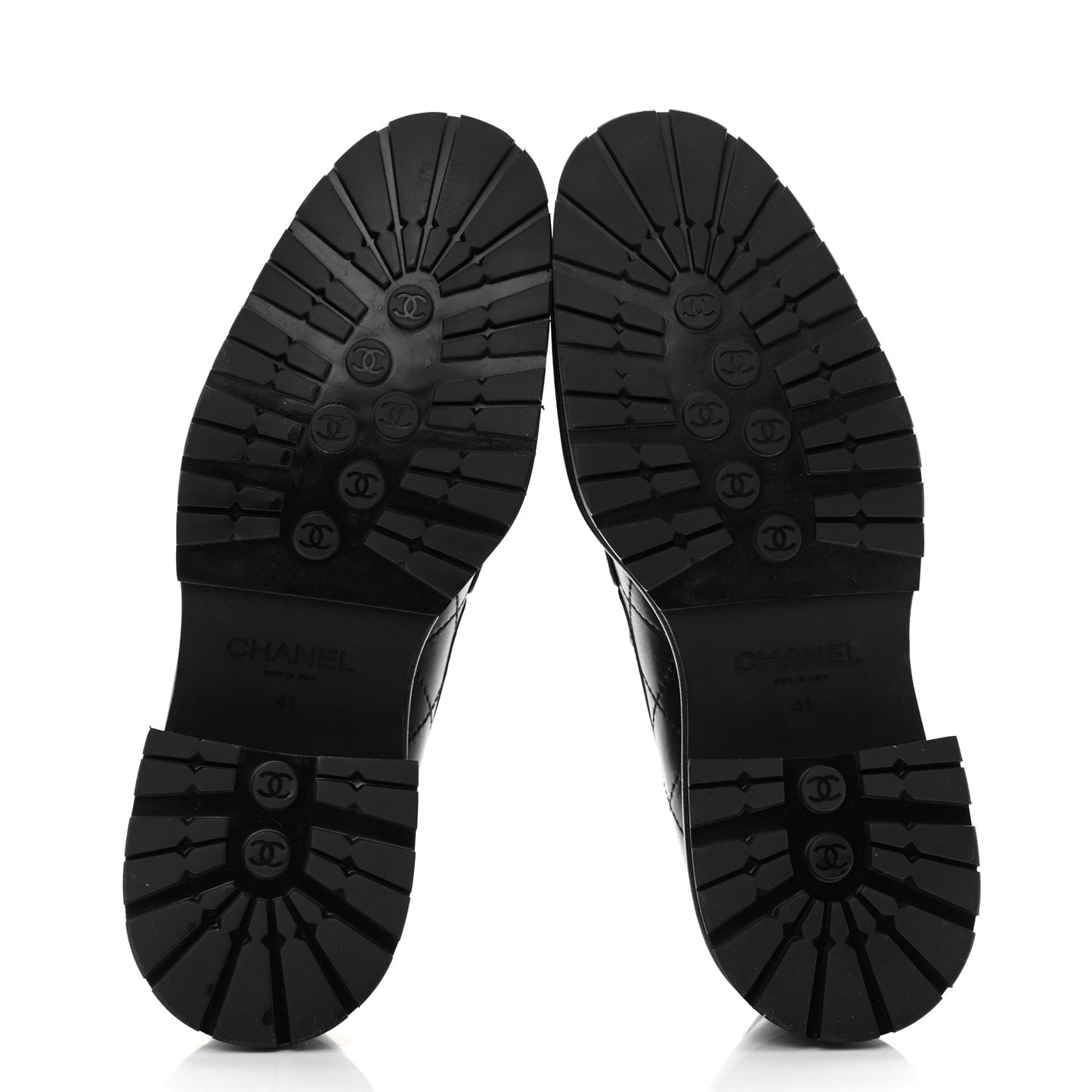 Calfskin Quilted CC Mocassin Loafers 41 Black