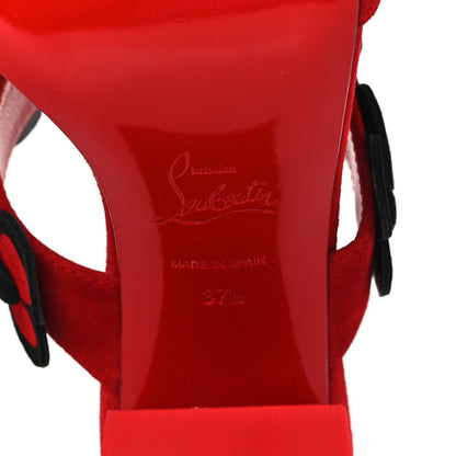Christian Louboutin Veau Velours Tres Pansy 85 Slide Sandals 37.5 Red Black 7 of 8