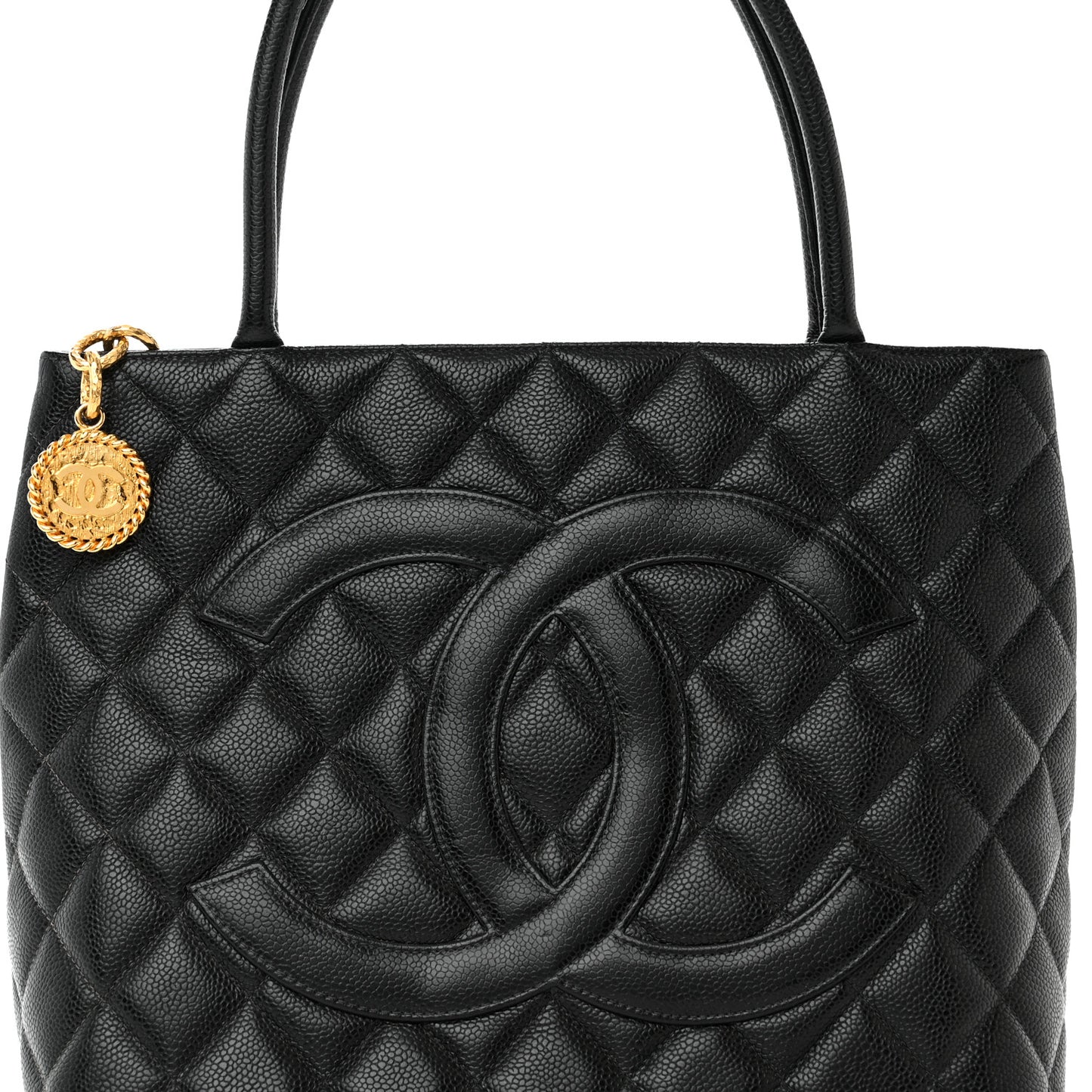 Caviar Quilted Medallion Tote Black