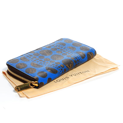 Louis Vuitton Monogram Kusama Pumpkin Dots Zippy Wallet Blue 4 of 7