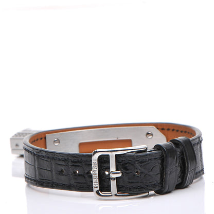 Hermes Stainless Steel Alligator Diamond Mother of Pearl 20mm Kelly Cadena Quartz Watch Noir 3 of 8