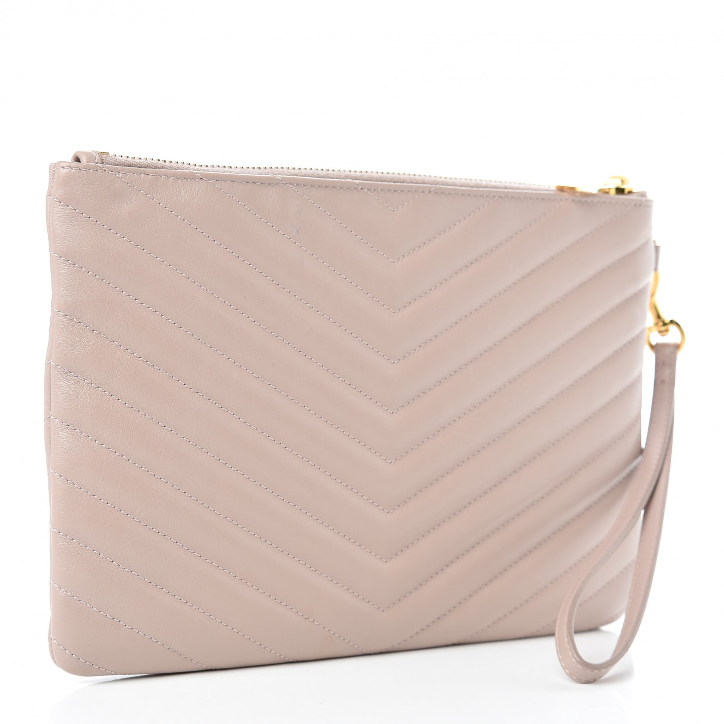 Calfskin Matelasse Chevron Monogram A5 Wristlet Rose Poudre
