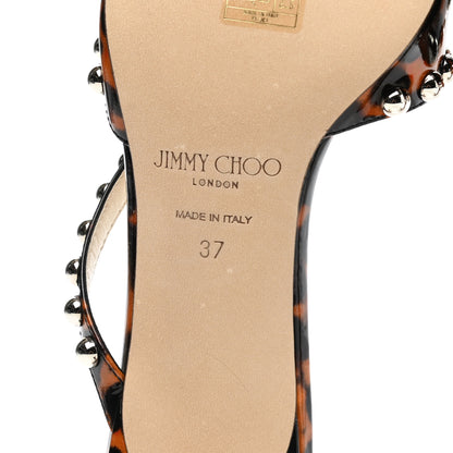 Jimmy Choo Patent Leopard Print Embellished Ros 35 Pumps 37 Cognac 6 of 8