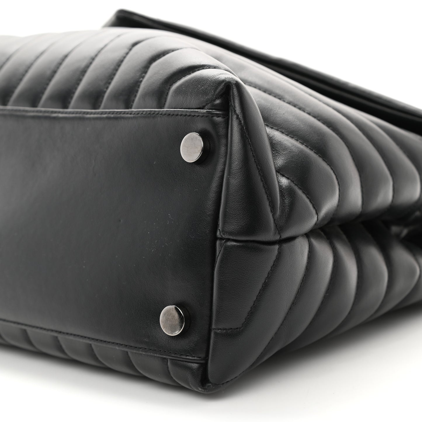 Calfskin Y Quilted Monogram Monochrome Large Loulou Chain Satchel Black