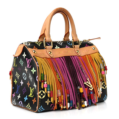 Louis Vuitton Monogram Multicolor Fringe Speedy 25 Black 2 of 9