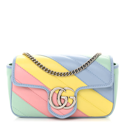 Gucci Calfskin Matelasse Diagonal Super Mini GG Marmont Shoulder Bag Multicolor Pastel 1 of 10