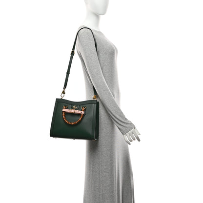Gucci Textured Dollar Calfskin Web Small Diana Tote Bag Vintage Green Powder Pink 2 of 10