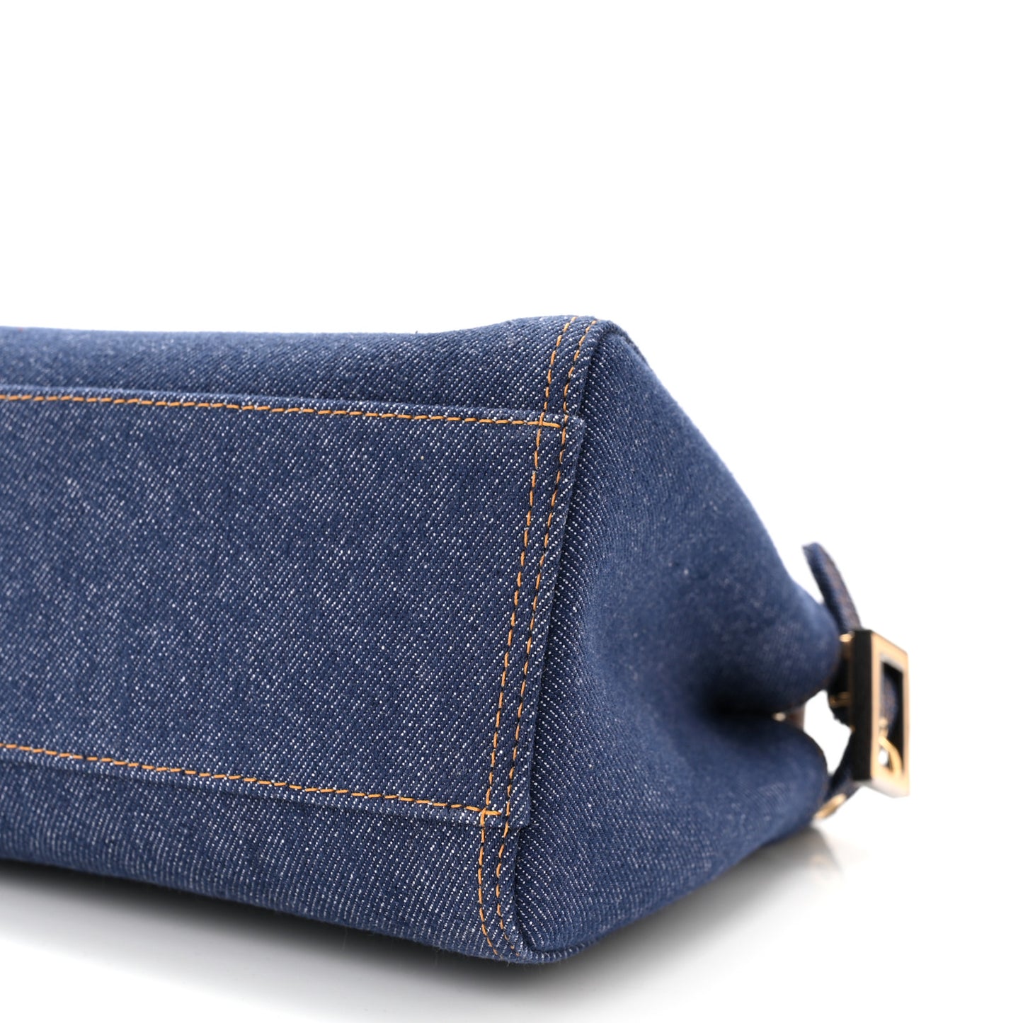 Denim Fabric Jacquard Cuoio FF 1974 Mini Peekaboo Iconic Satchel Blue Tobacco Moro