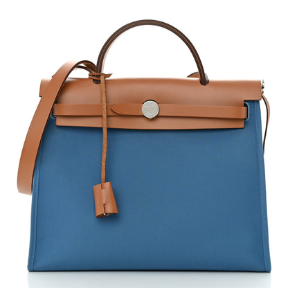 Hermes Vache Hunter Toile Herbag Zip 31 PM Azur Natural 3 of 13