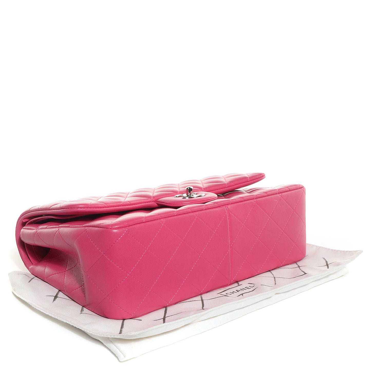 Lambskin Quilted Jumbo Double Flap Dark Pink
