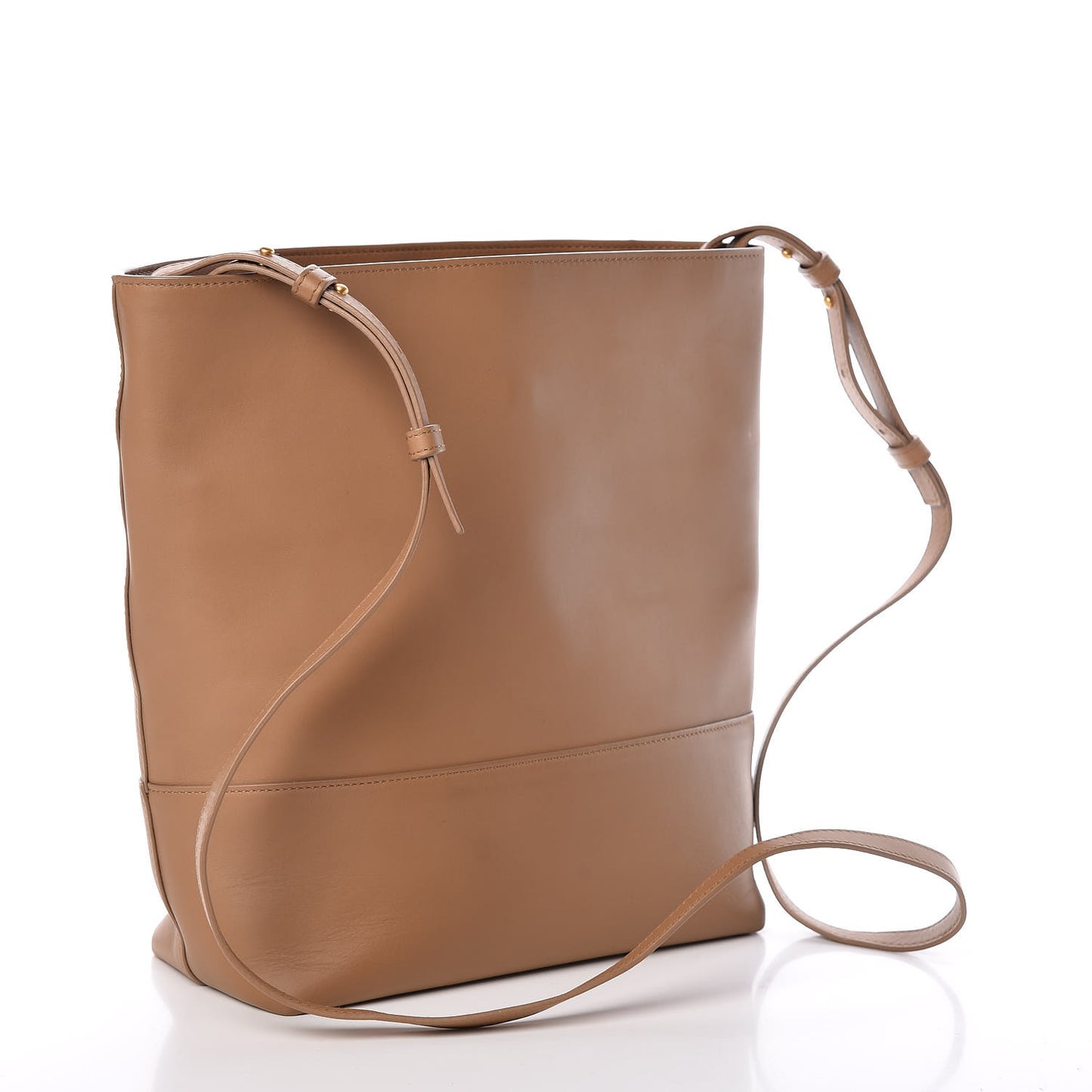 Smooth Matte Calfskin Bucket Bag Camel