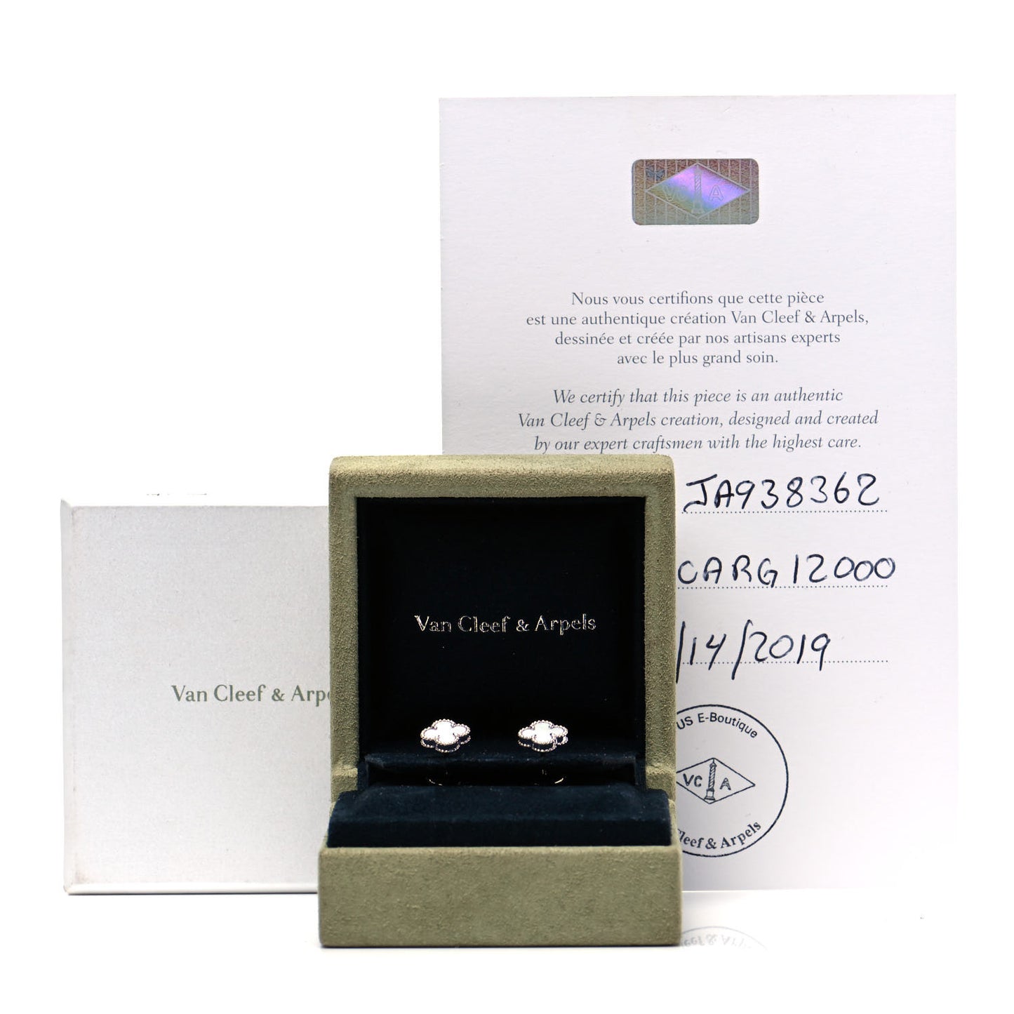 18K White Gold Mother of Pearl Sweet Alhambra Earrings
