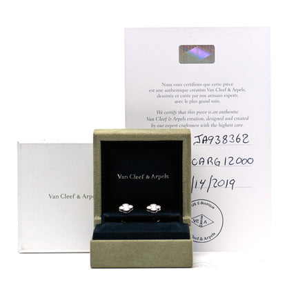 Van Cleef & Arpels 18K White Gold Mother of Pearl Sweet Alhambra Earrings 6 of 6