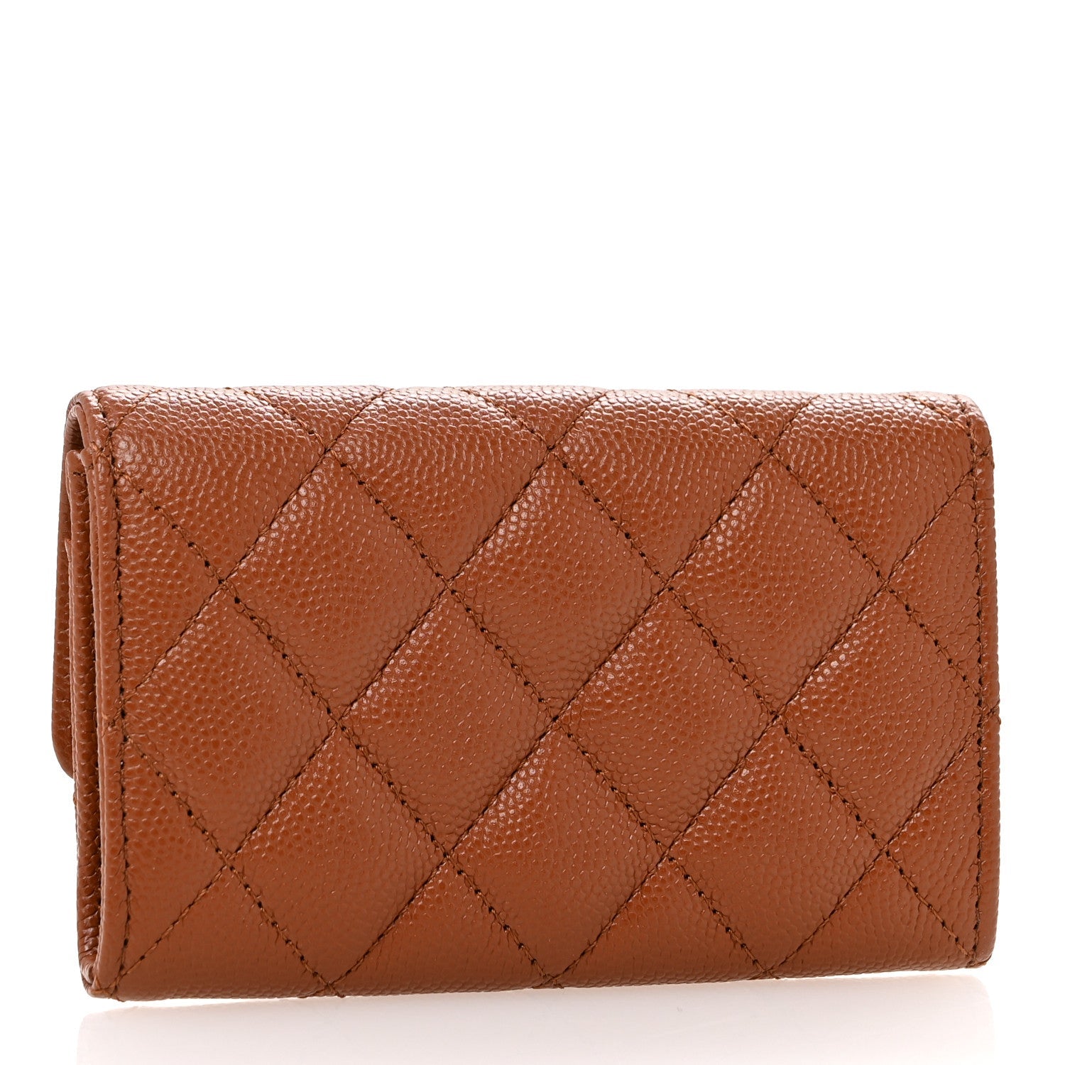 Chanel Shiny Caviar Quilted Strass CC Flap Card Holder Brown 3 of 8