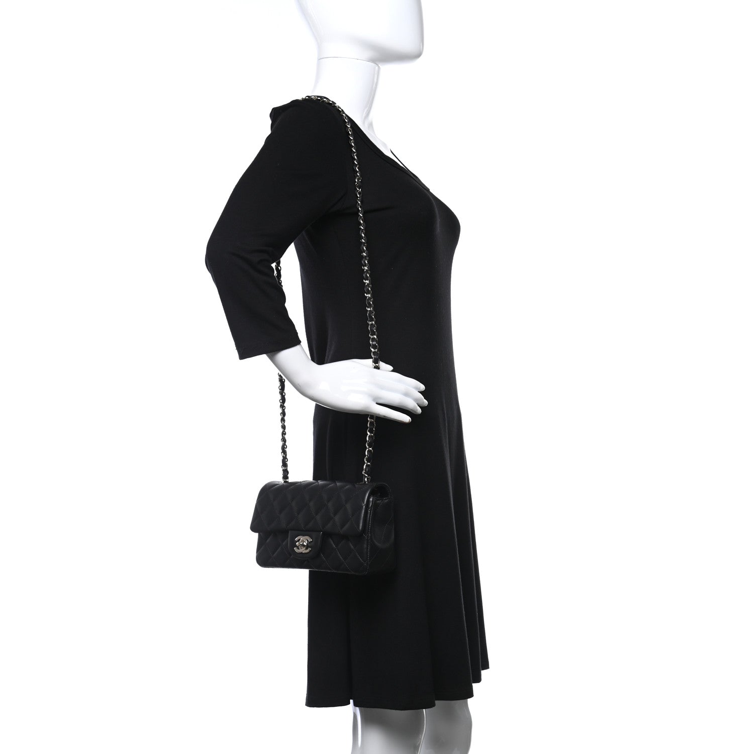 Chanel Lambskin Quilted Mini Rectangular Flap Black 2 of 11