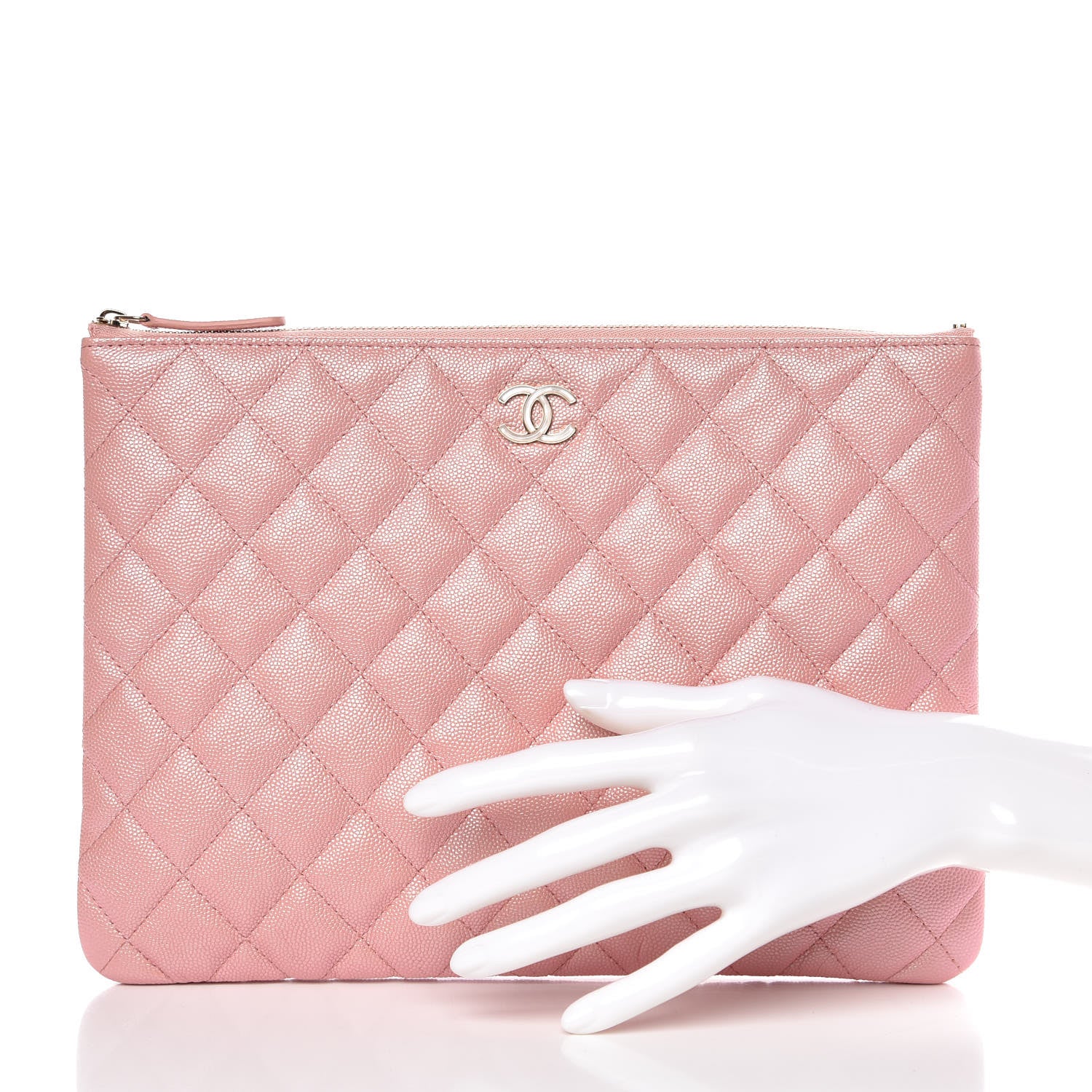 Chanel Iridescent Caviar Quilted Medium Cosmetic Case Rose Pink 2 of 8