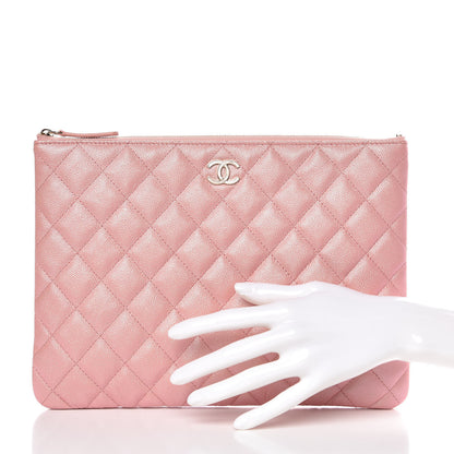 Chanel Iridescent Caviar Quilted Medium Cosmetic Case Rose Pink 2 of 8
