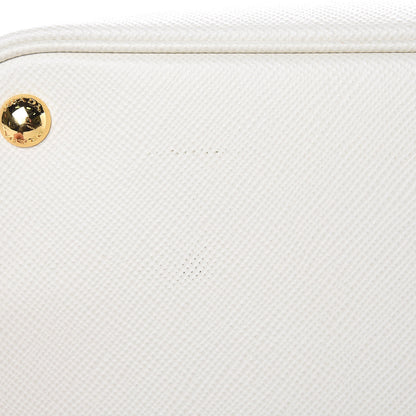 Prada Saffiano Cuir Small Double Bag White Black 9 of 15