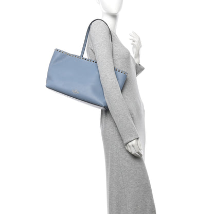 Valentino Garavani Grained Calfskin Small Rockstud Shoulder Tote Niagara 2 of 10