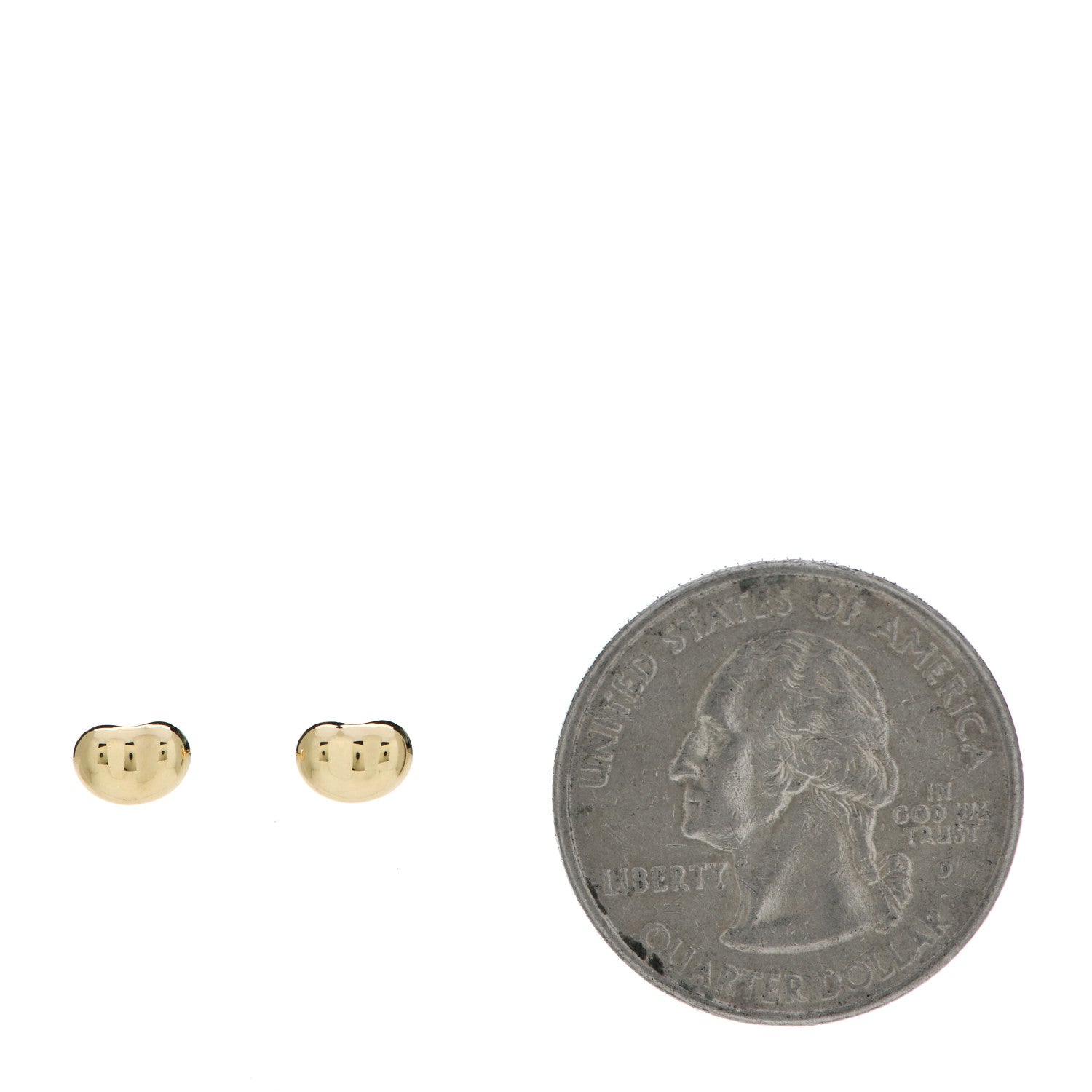 Tiffany 18K Yellow Gold 5mm Elsa Peretti Bean Earrings 2 of 6
