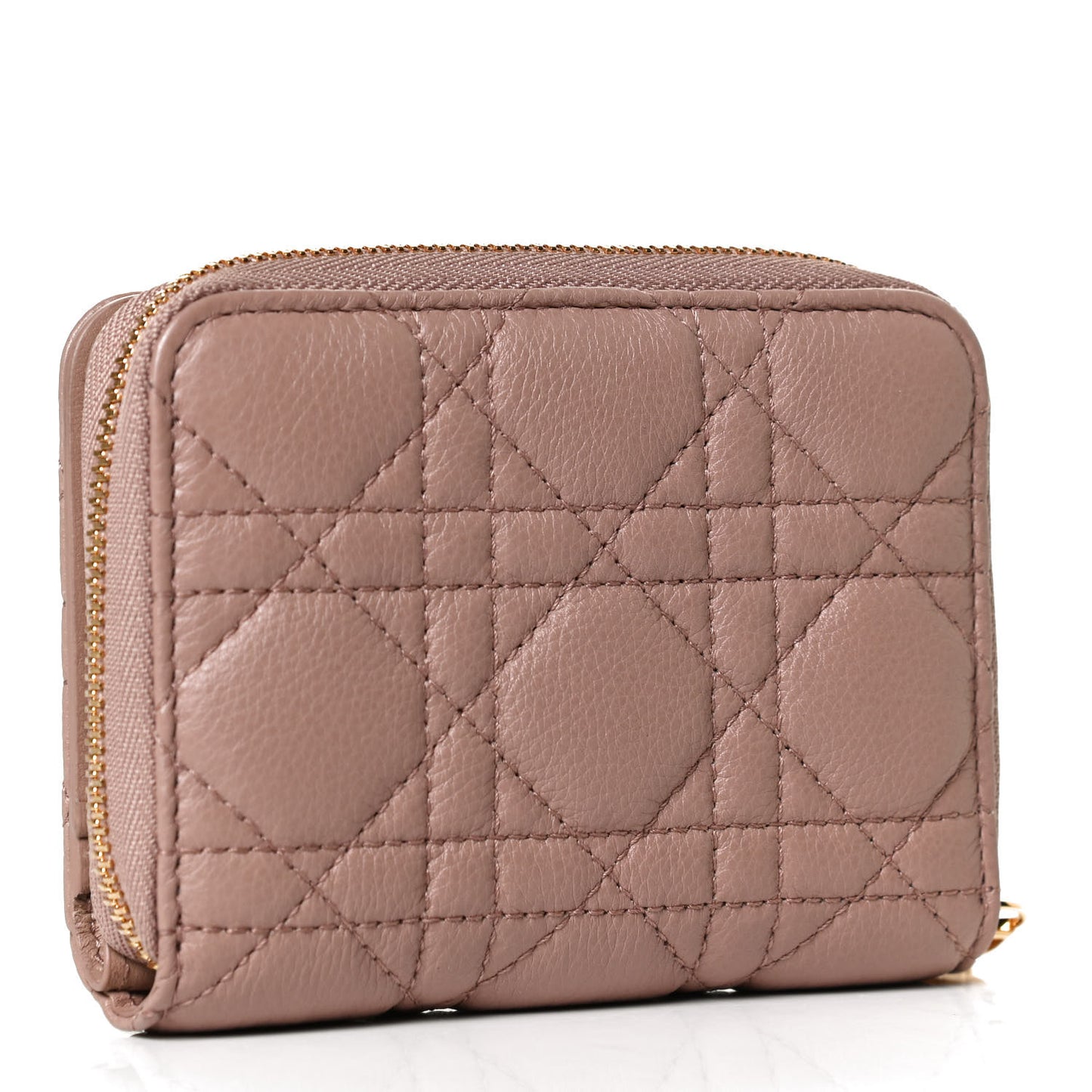 Grained Calfskin Supple Cannage Caro Scarlet Zipped Wallet