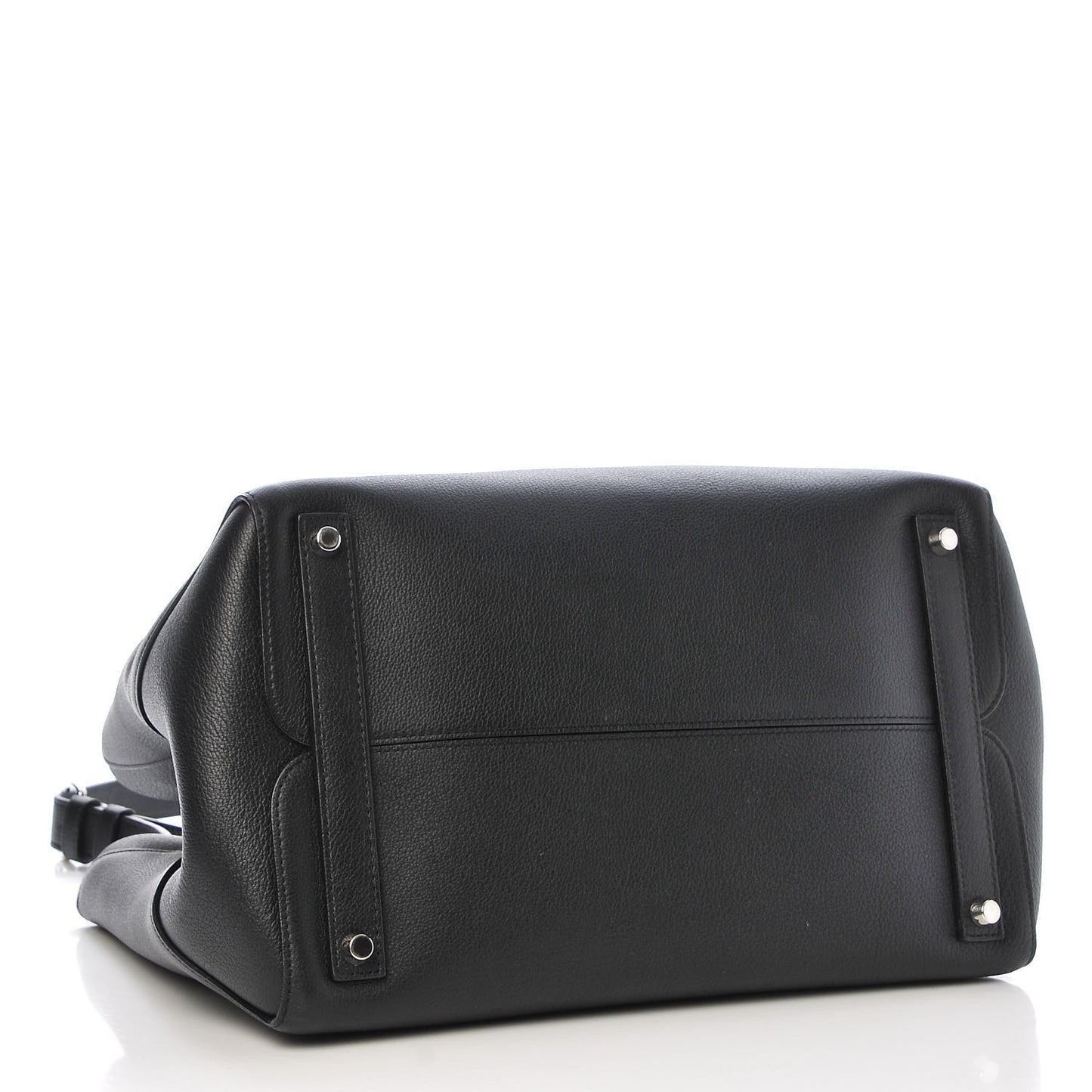 Supple Grained Calfskin Large Open Bar Tote Black