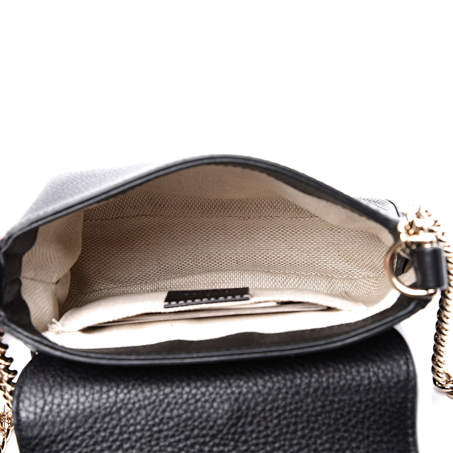 Pebbled Calfskin Small Soho Flap Crossbody Black