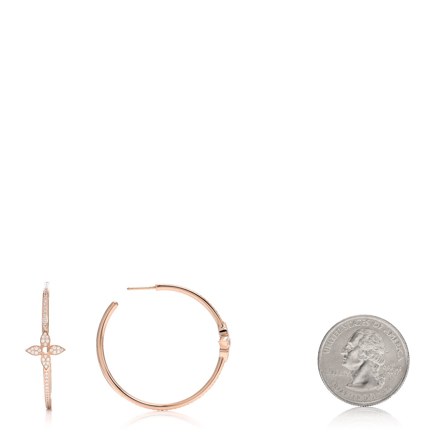 18K Pink Gold Diamond Idylle Blossom Pave Hoop Earrings