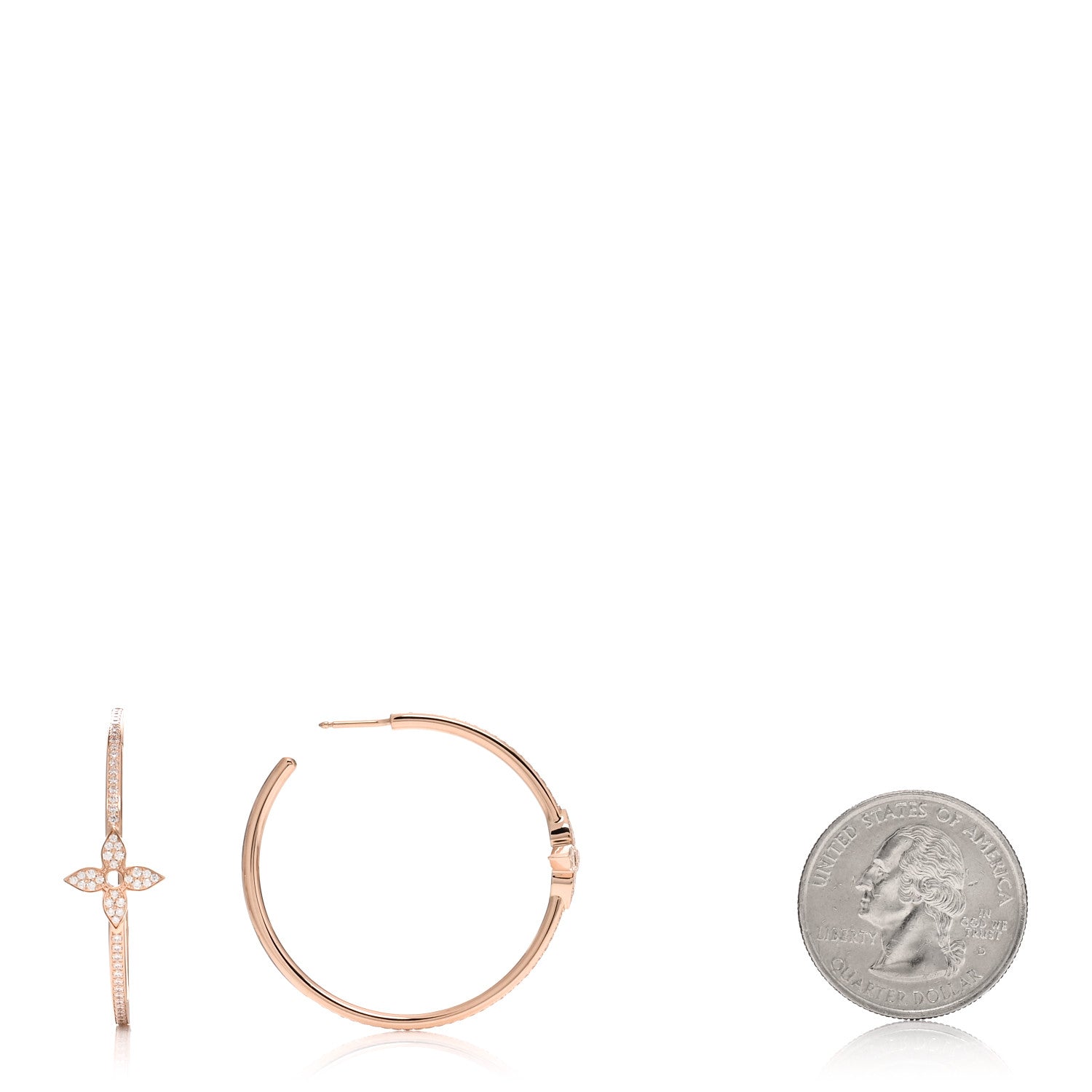 Louis Vuitton 18K Pink Gold Diamond Idylle Blossom Pave Hoop Earrings 2 of 5