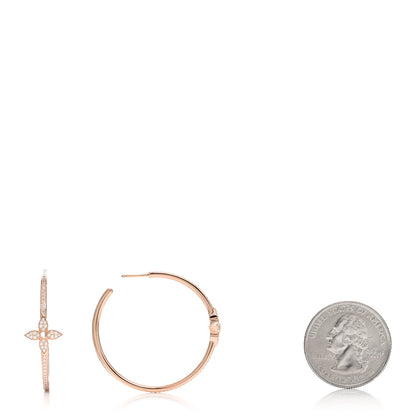 Louis Vuitton 18K Pink Gold Diamond Idylle Blossom Pave Hoop Earrings 2 of 5