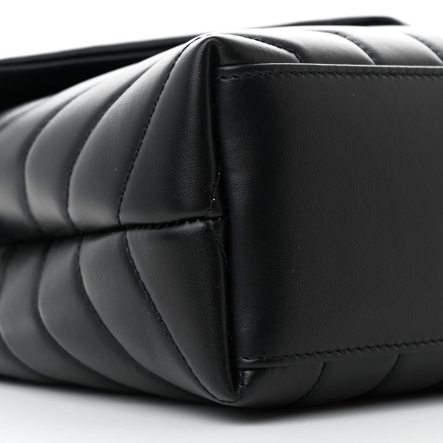 Calfskin Y Quilted Monogram Small Loulou Chain Satchel Black