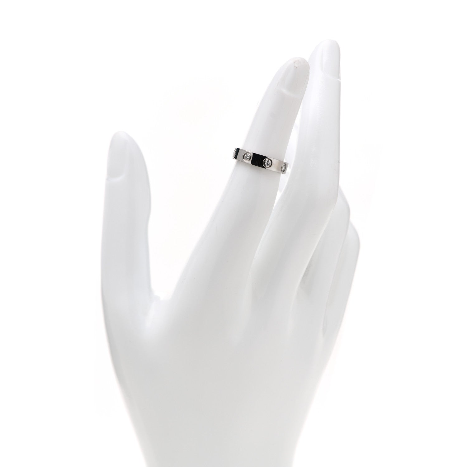 Cartier 18K White Gold 8 Diamond 4mm Wedding Band LOVE Ring 47 4 2 of 6