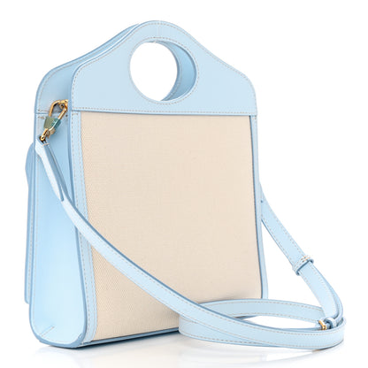 Burberry Canvas Smooth Calfskin Two Tone Mini Pocket Bag Natural Pale Blue 3 of 10