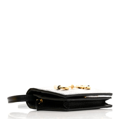 Gucci X ADIDAS Textured Dollar Calfskin Trefoil Horsebit 1955 Card Case Wallet With Strap Black Off White 4 of 10