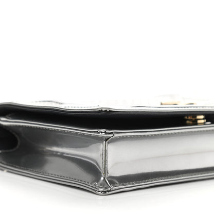 Christian Dior Metallic Patent Micro-Cannage Diorama Wallet on Chain Pouch Silver 7 of 10
